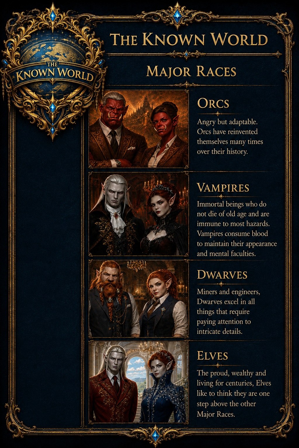 Known World Major Races codex page